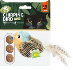 JOUET OISEAUX BLEU SON HERBE A CHAT