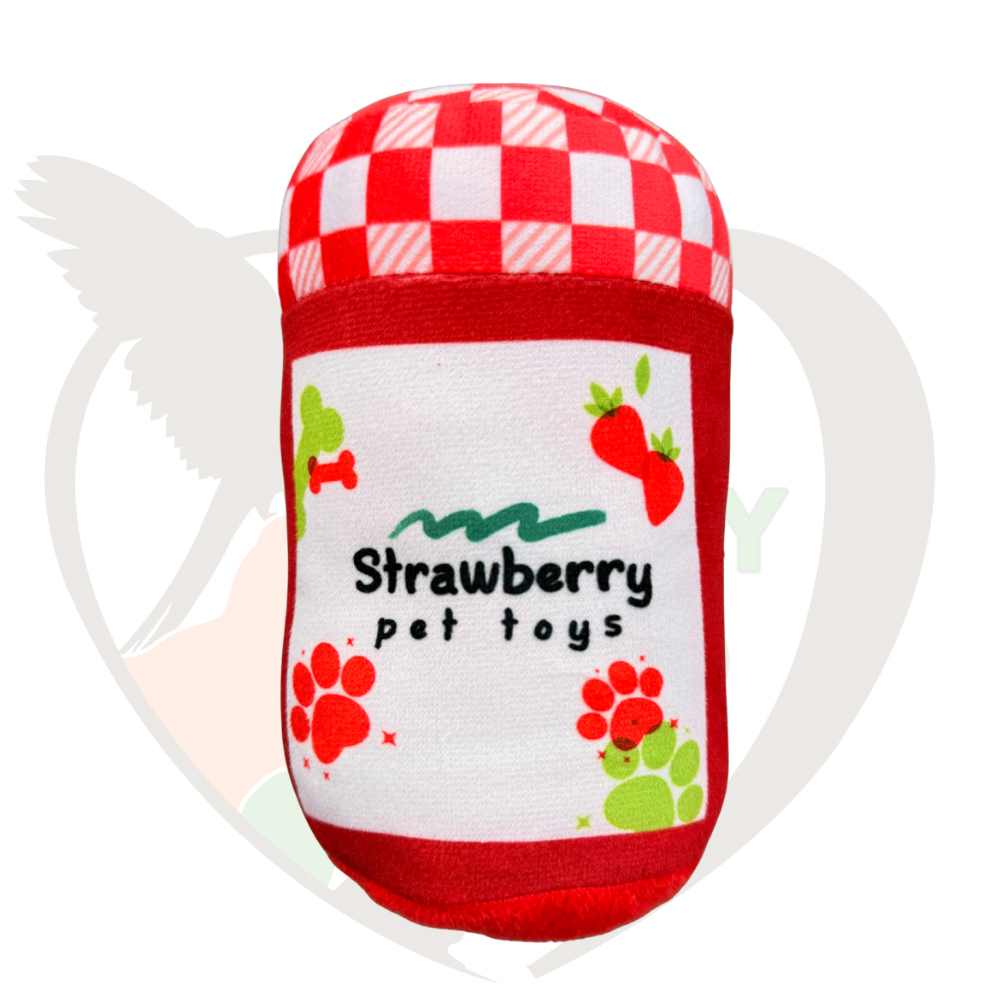 Peluche pot de confiture de fraises