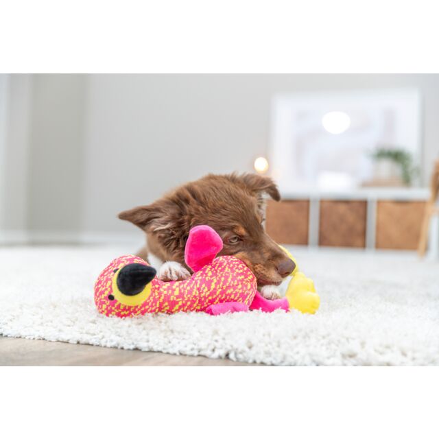 Peluche flamant rose bruissant