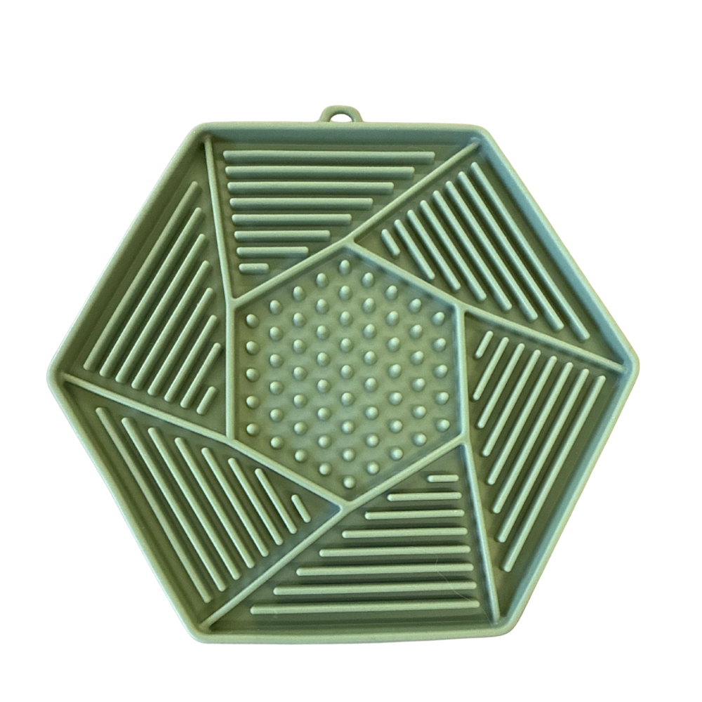 Tapis à lécher hexagone ventouse
